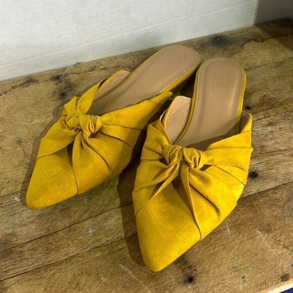 H & D‎ Womens Yellow Pointed Toe Knotted Slip-on Mule Flats Size 40 - Picture 6 of 7